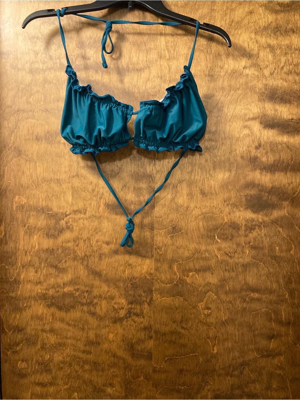 SHEIN Teal Ruffle Tie Bralette